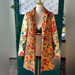 Anthropologie Elevenses Leopardlily Swing coat cotton